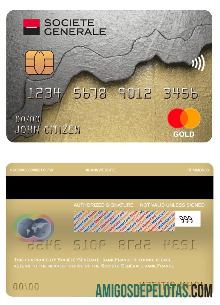 França Société Générale Bank Mastercard modelo